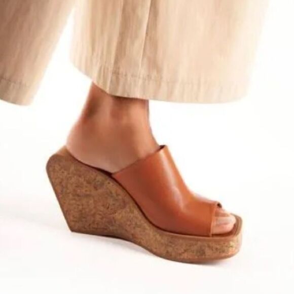 Robert Clergerie Emilia wedges platforms shoes brown slides 40 10 NEW $545 - Picture 2 of 14